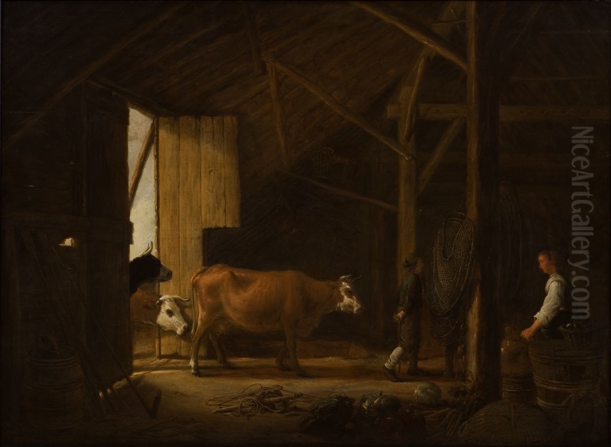 Interior of a Cowshed Oil Painting by Aelbert Cuyp
