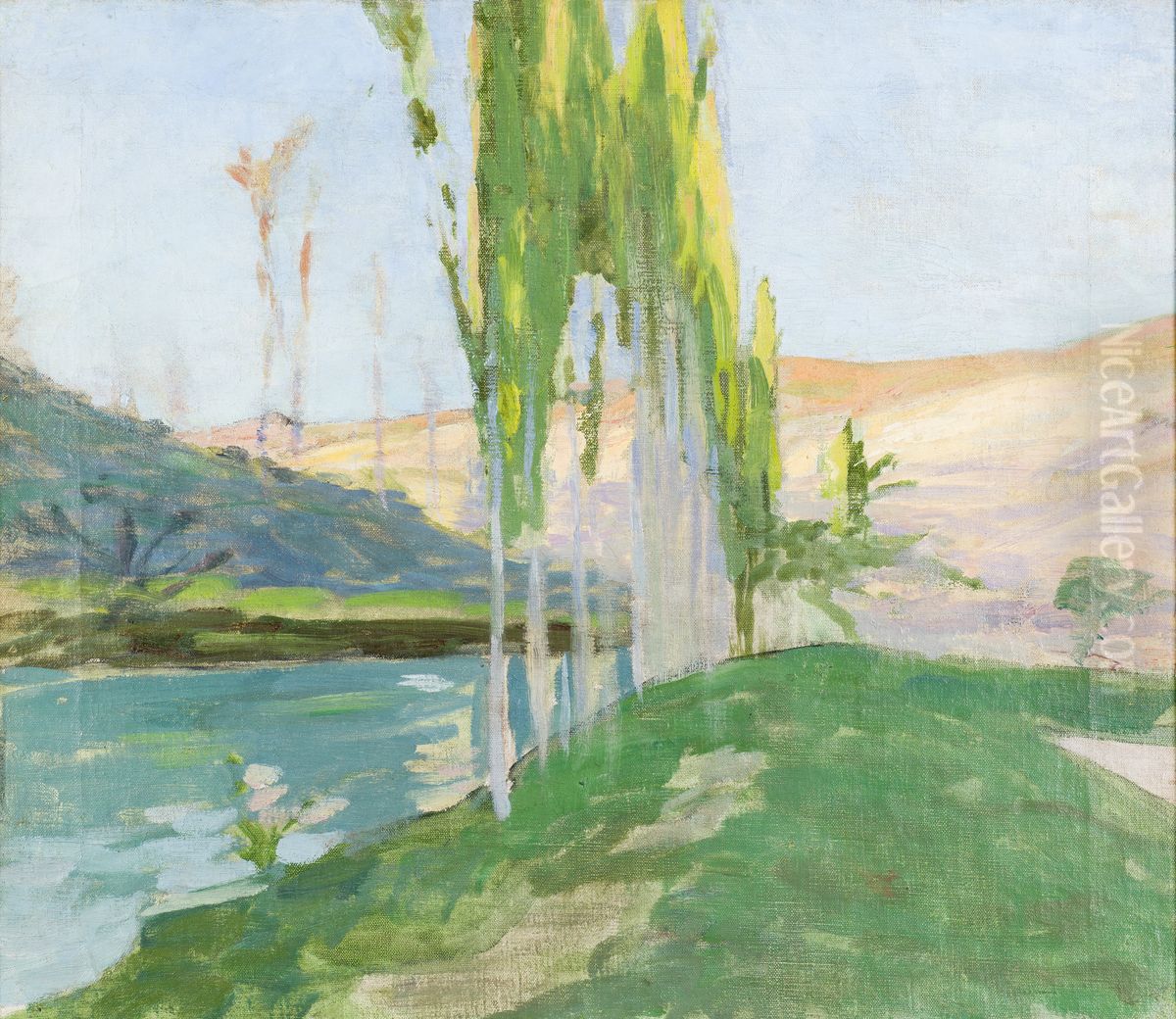 Poplars Growing near a Watercourse Oil Painting by Richard Bergh