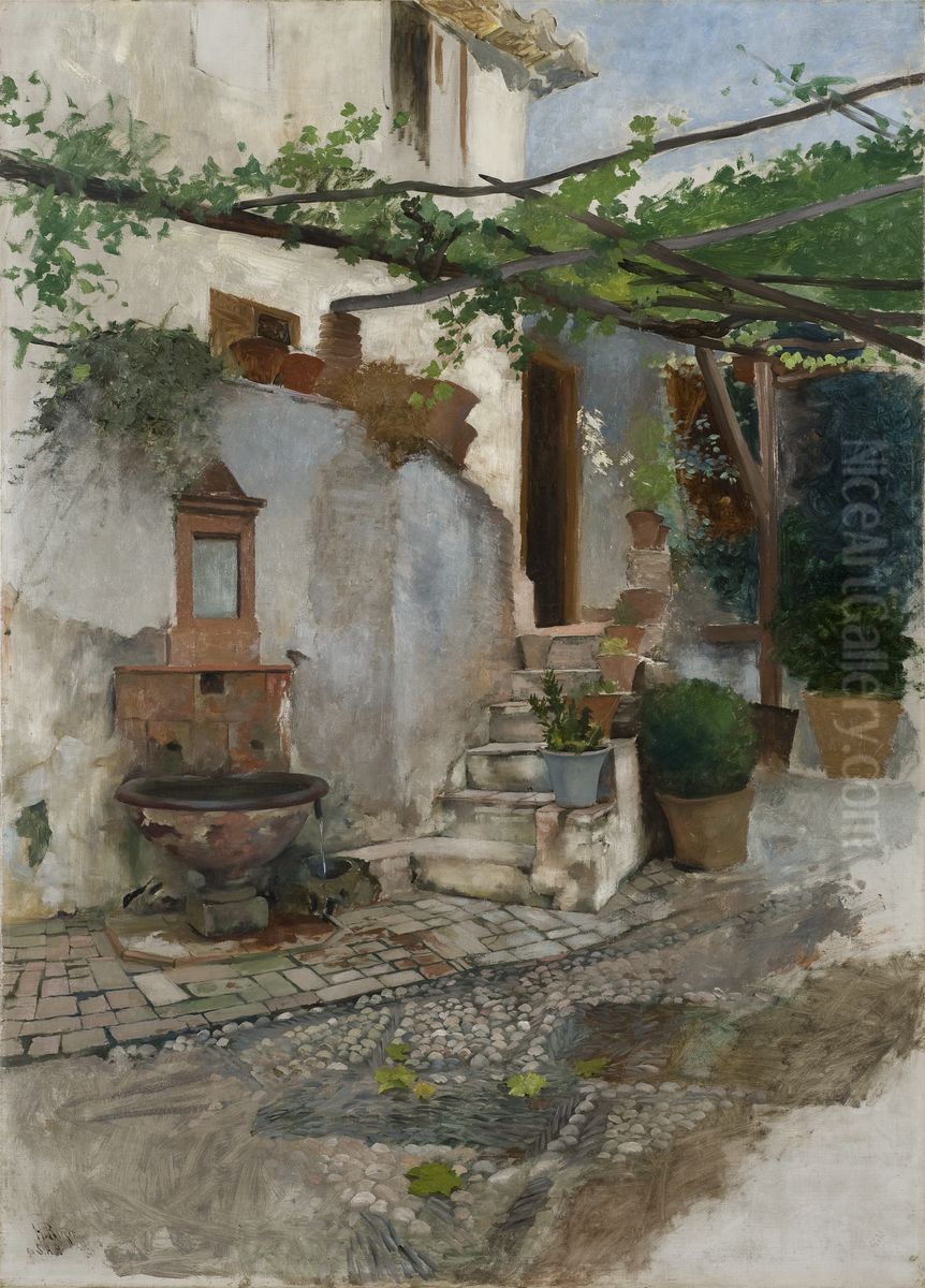 Sydlandsk gardsinterior, Spanien Oil Painting by Hugo Birger