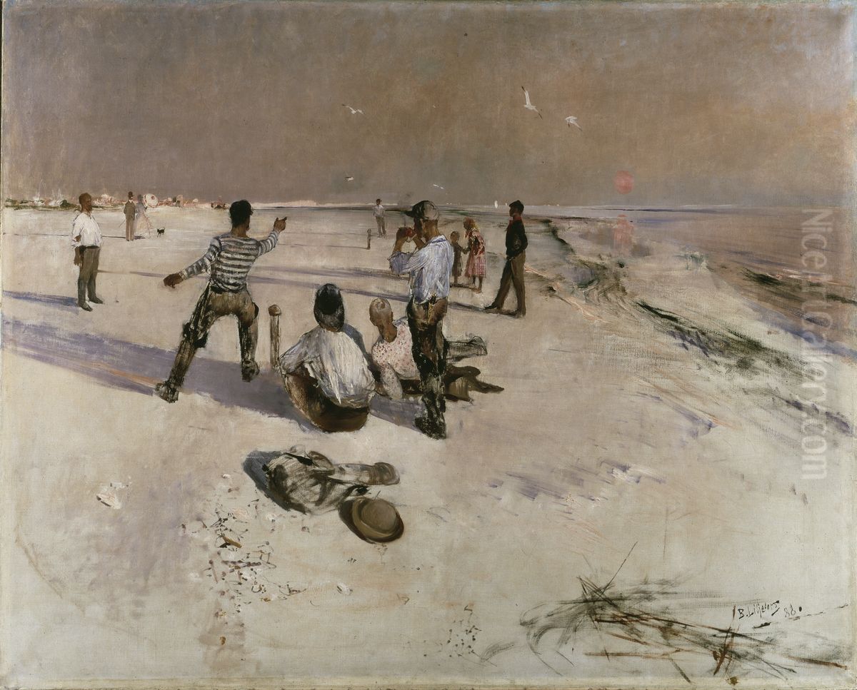 Man Warping Oil Painting by Bruno Andreas Liljefors