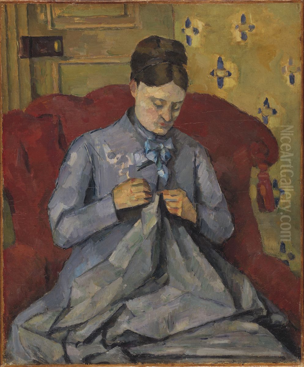 Portrait of the Artist's Wife Oil Painting by Paul Cezanne