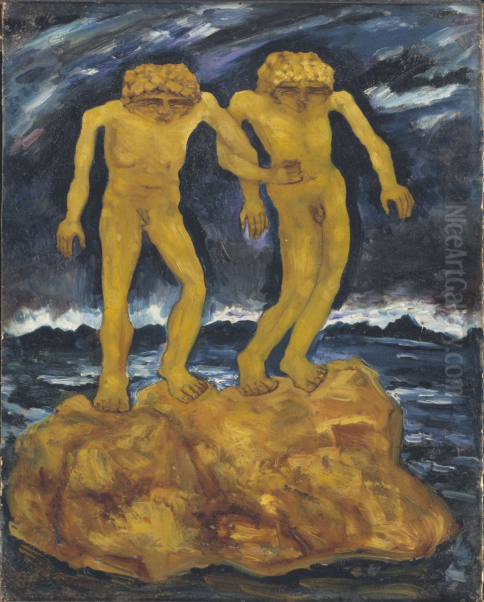 Figurkomposition, kallad De sista manniskorna Oil Painting by Carl Fredrik Hill