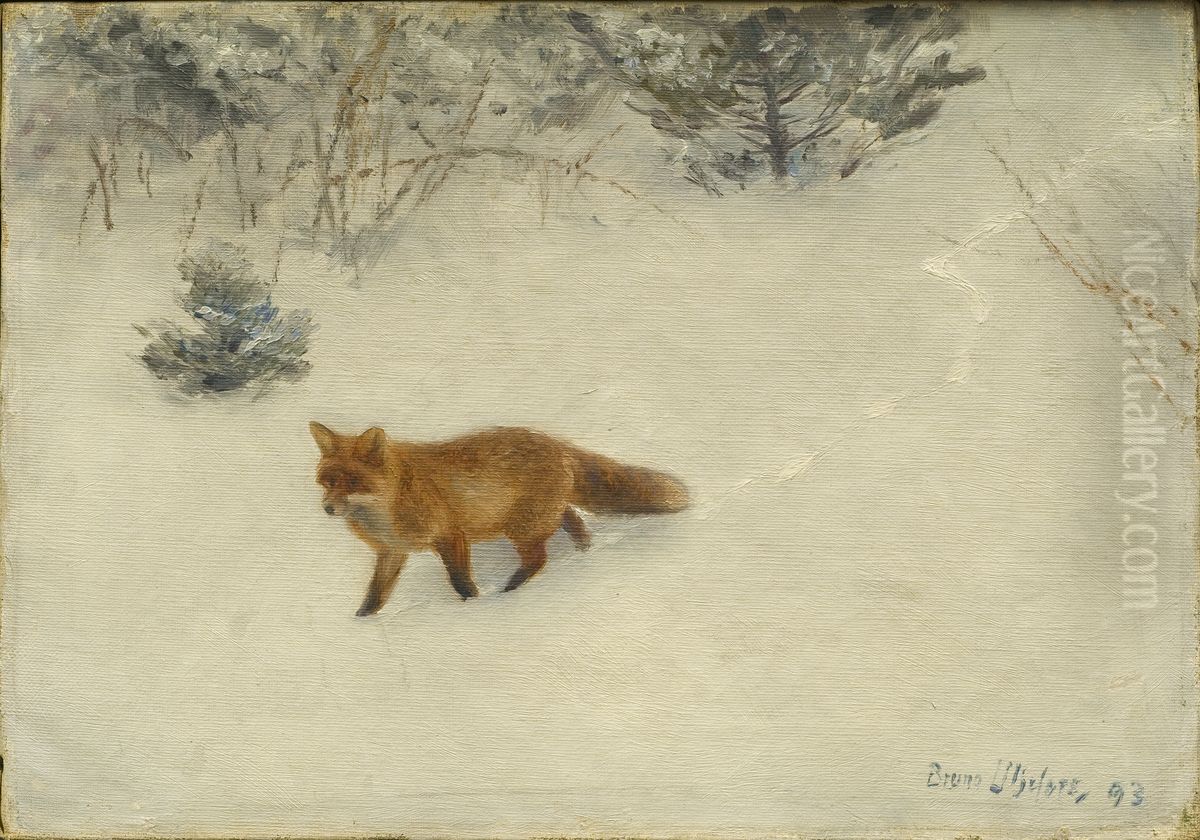 Raven Oil Painting by Bruno Andreas Liljefors