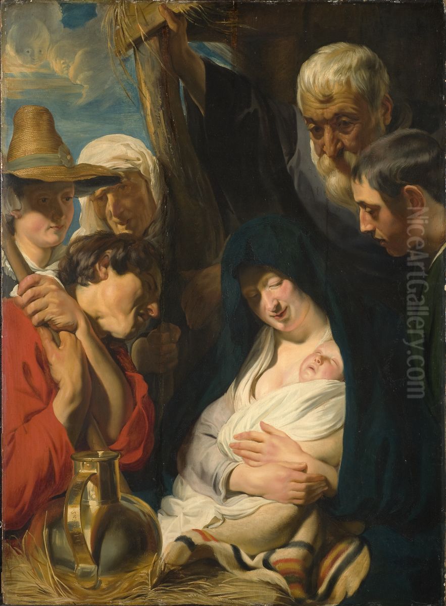 Herdarnas tillbedjan Oil Painting by Jacob Jordaens