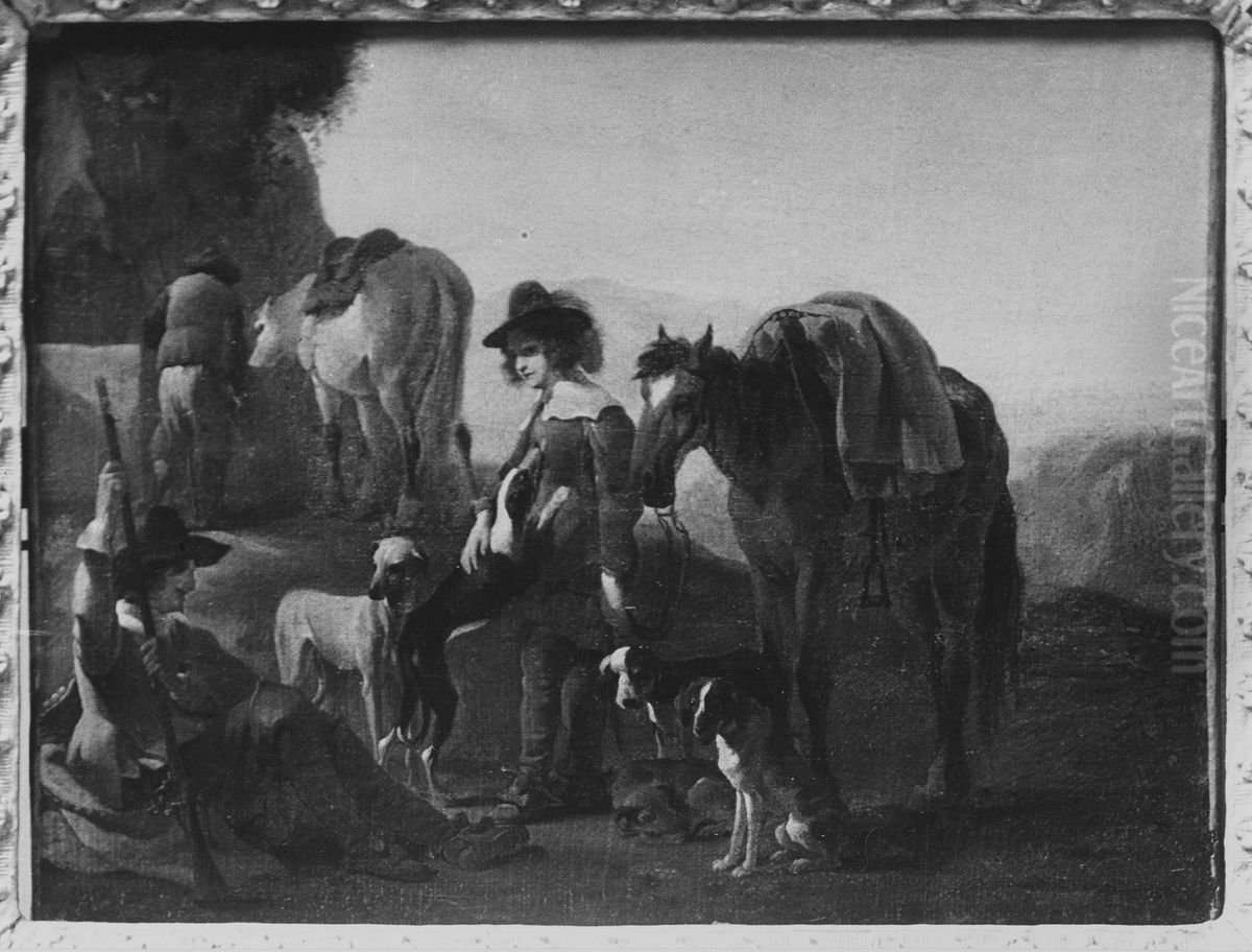 Hunters Resting Oil Painting by Jan Miel