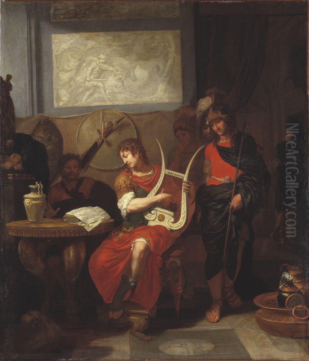 Akilles spelar pa lyra for Patroklos Oil Painting by Gerard de Lairesse