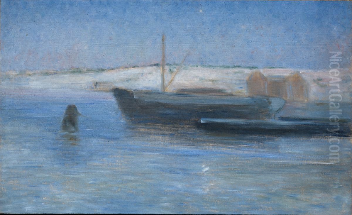 Gamla pramar vid inloppet till Stockholm Oil Painting by Karl Nordstrom