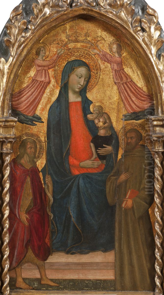 Madonna and Child with St John the Baptist and St Francis Oil Painting by Masolino da Panicale