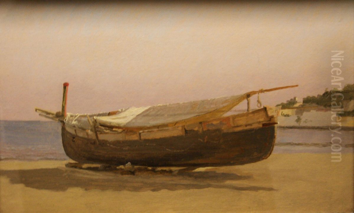 Boat, dragged on Shore Oil Painting by Christen Kobke