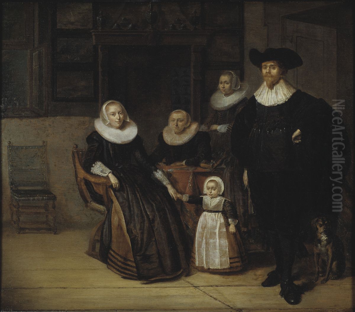 Familjegrupp Oil Painting by Pieter Codde