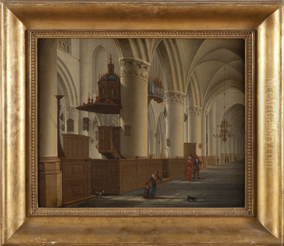 Interior av St Bavo i Haarlem Oil Painting by Isaak van Nickelen