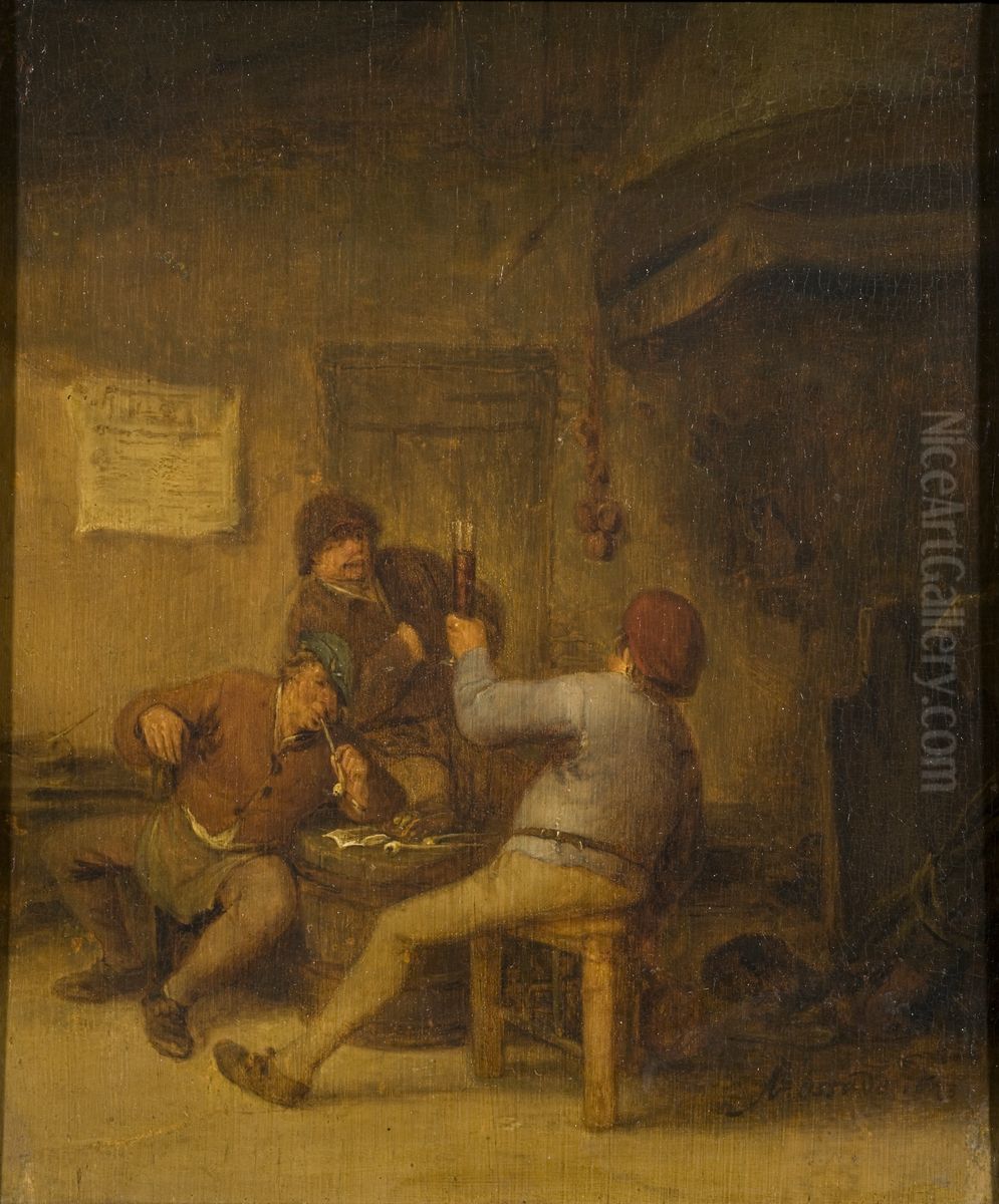 Peasants Drinking and Smoking Oil Painting by Adriaen van Ostade