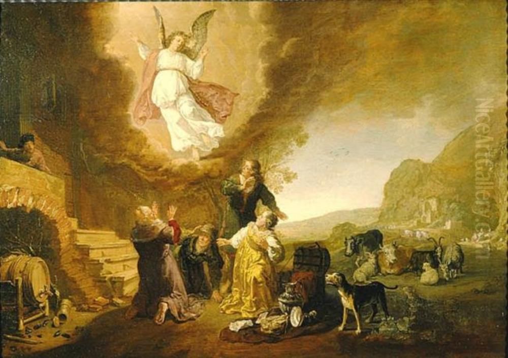 The Angel Raphael Leaving Tobias's Family Oil Painting by Jan Baptist Weenix