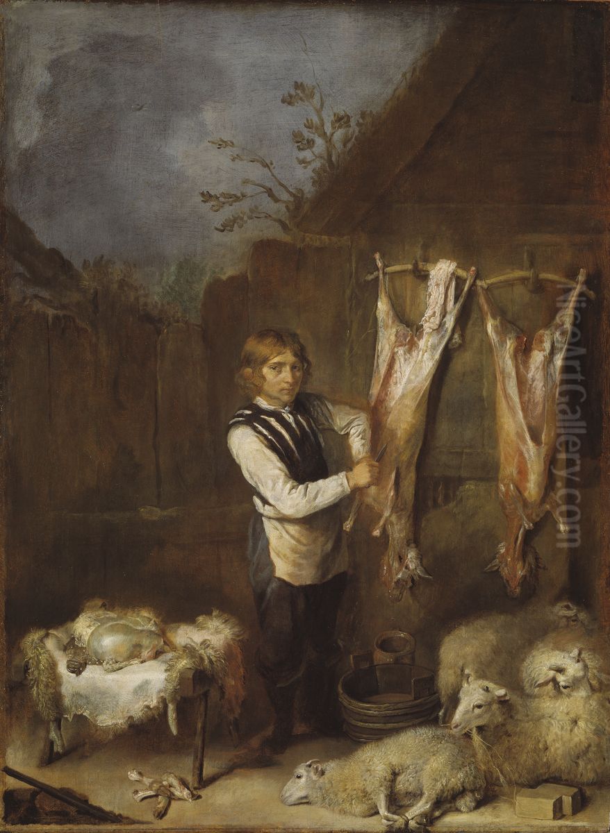 Sheep Butcher Oil Painting by David Teniers the Younger