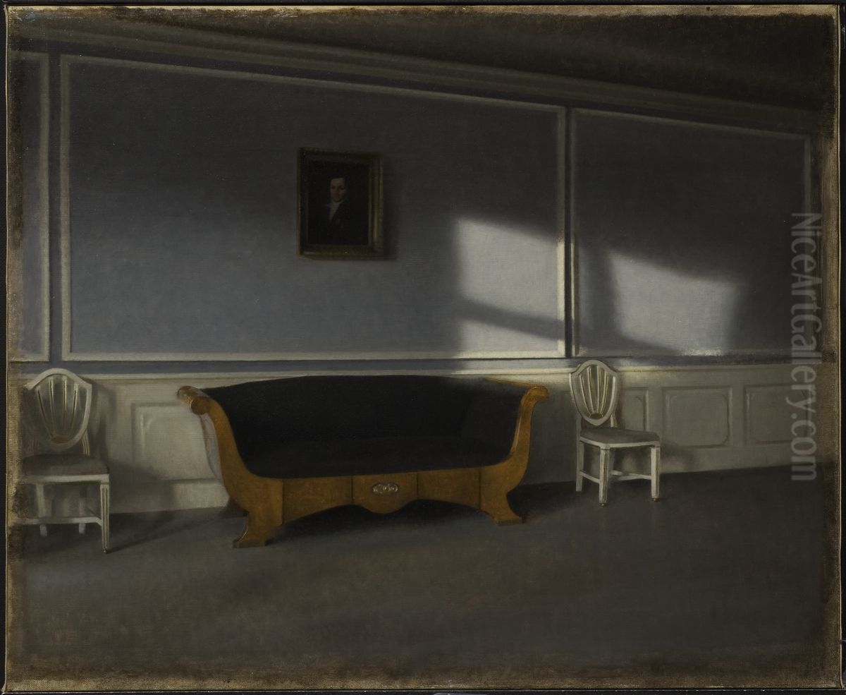 Solsken i salen III Oil Painting by Vilhelm Hammershoi