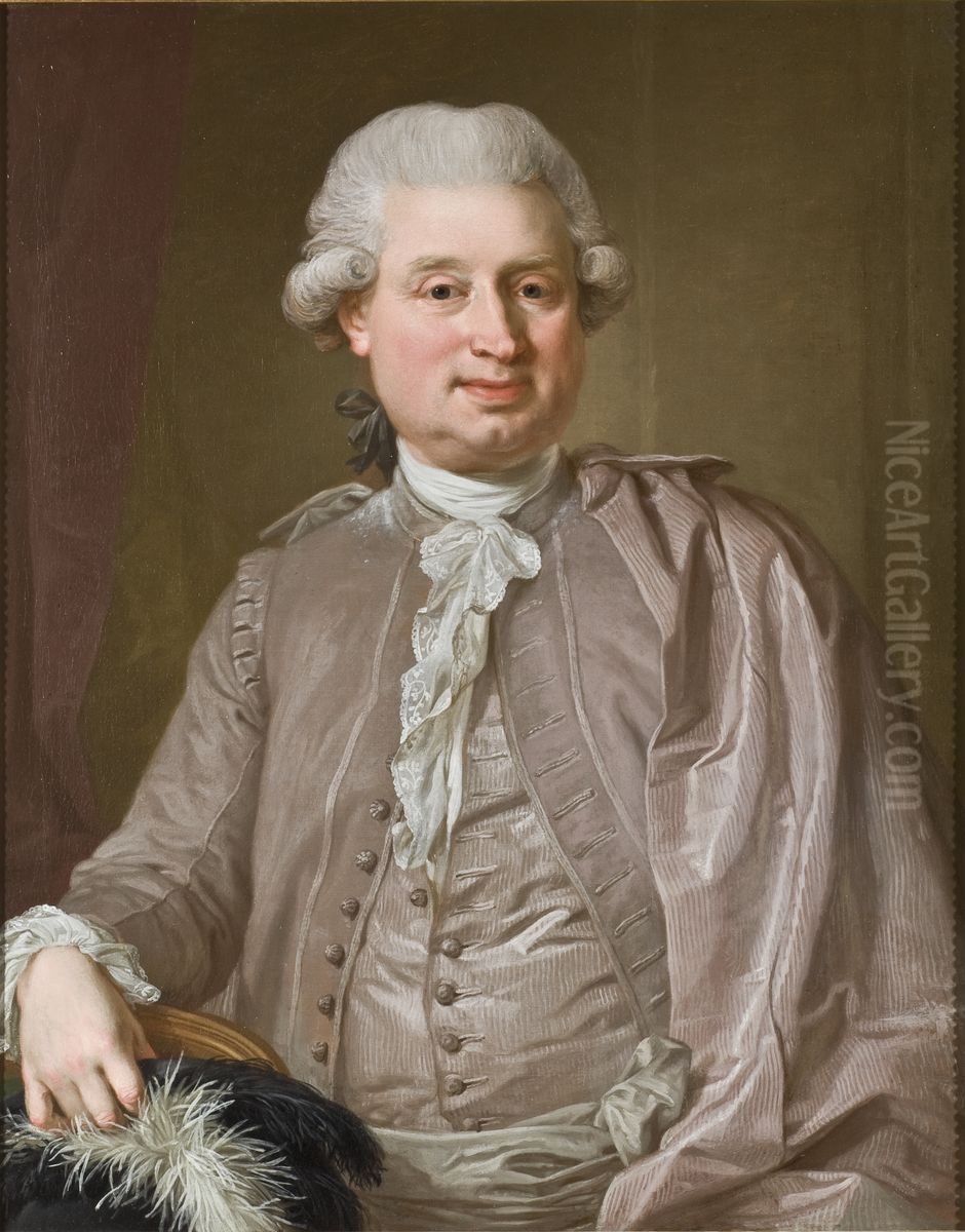 Portrait of the wholesale dealer Johan Fredrik Burghadi Oil Painting by Lorens Pasch the Younger