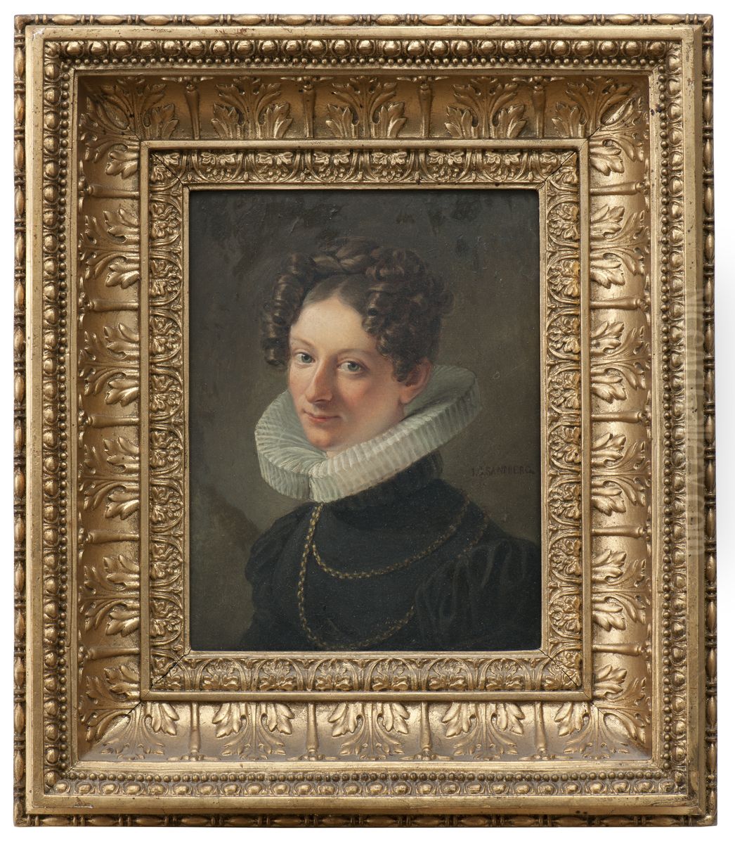 Portratt av konstnarens hustru Sofia Dorotea Sandberg f. Kokeritz Oil Painting by Johan Gustaf Sandberg