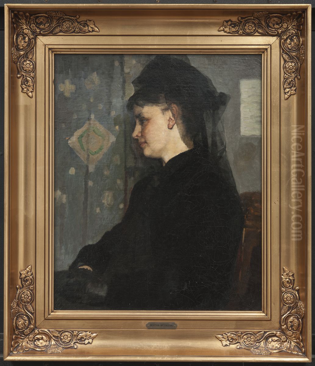Kvinna i svart Oil Painting by Bertha Wegmann