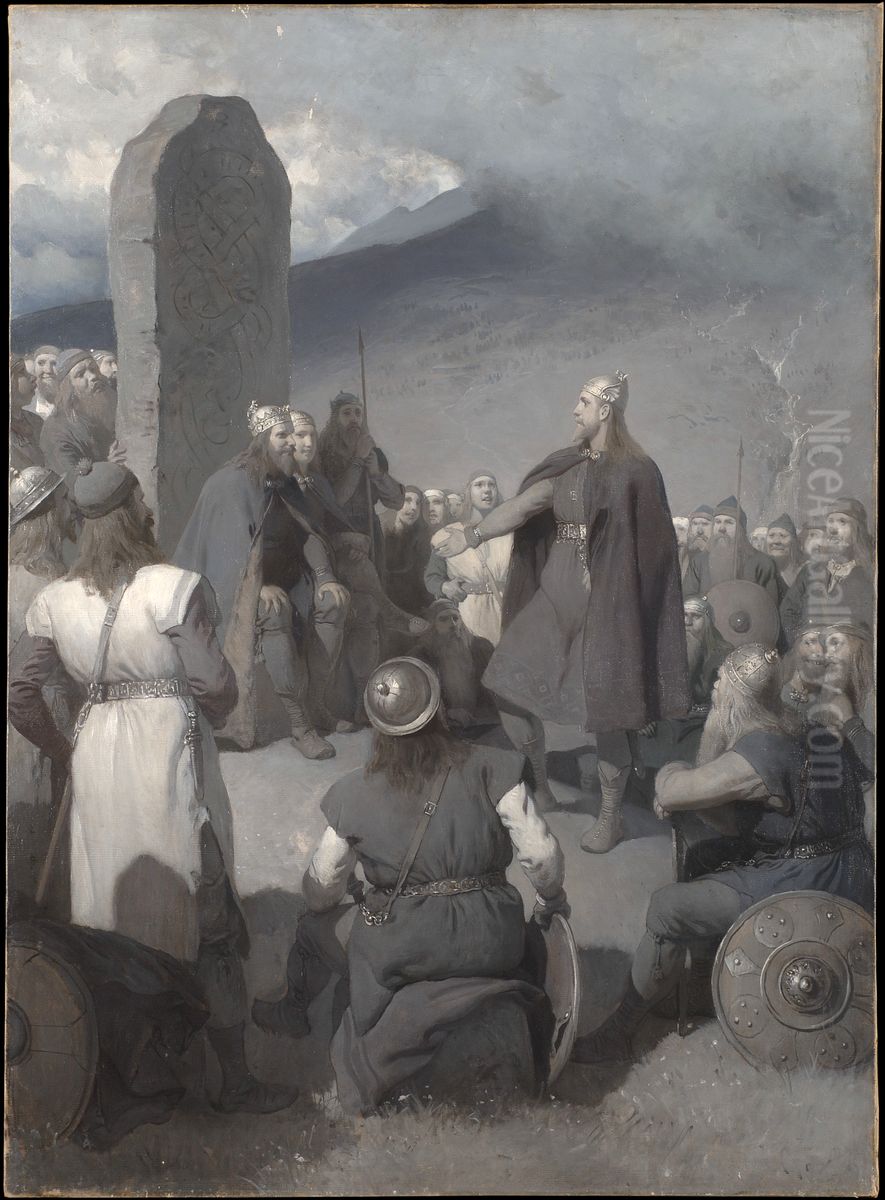 Frithiofs frieri (ur Frithiofs saga) Oil Painting by August Malmstrom