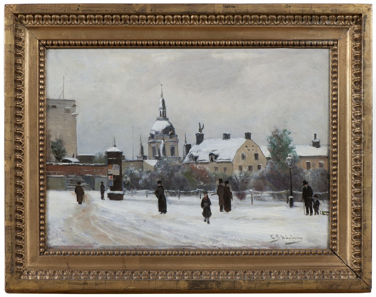 Mosebacke Square Oil Painting by Carl Skanberg