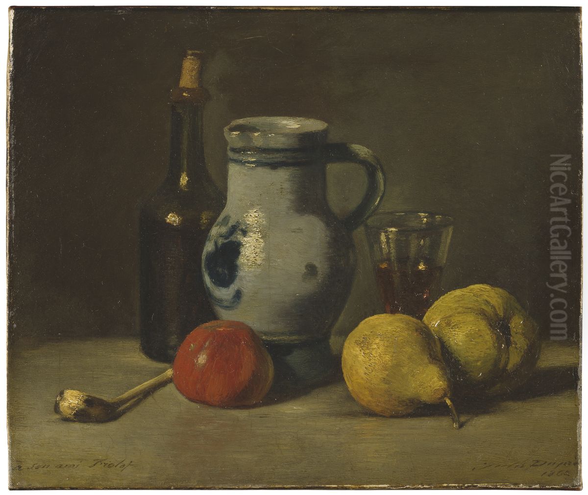 Still Life with a grey Jug Oil Painting by Jules Dupre