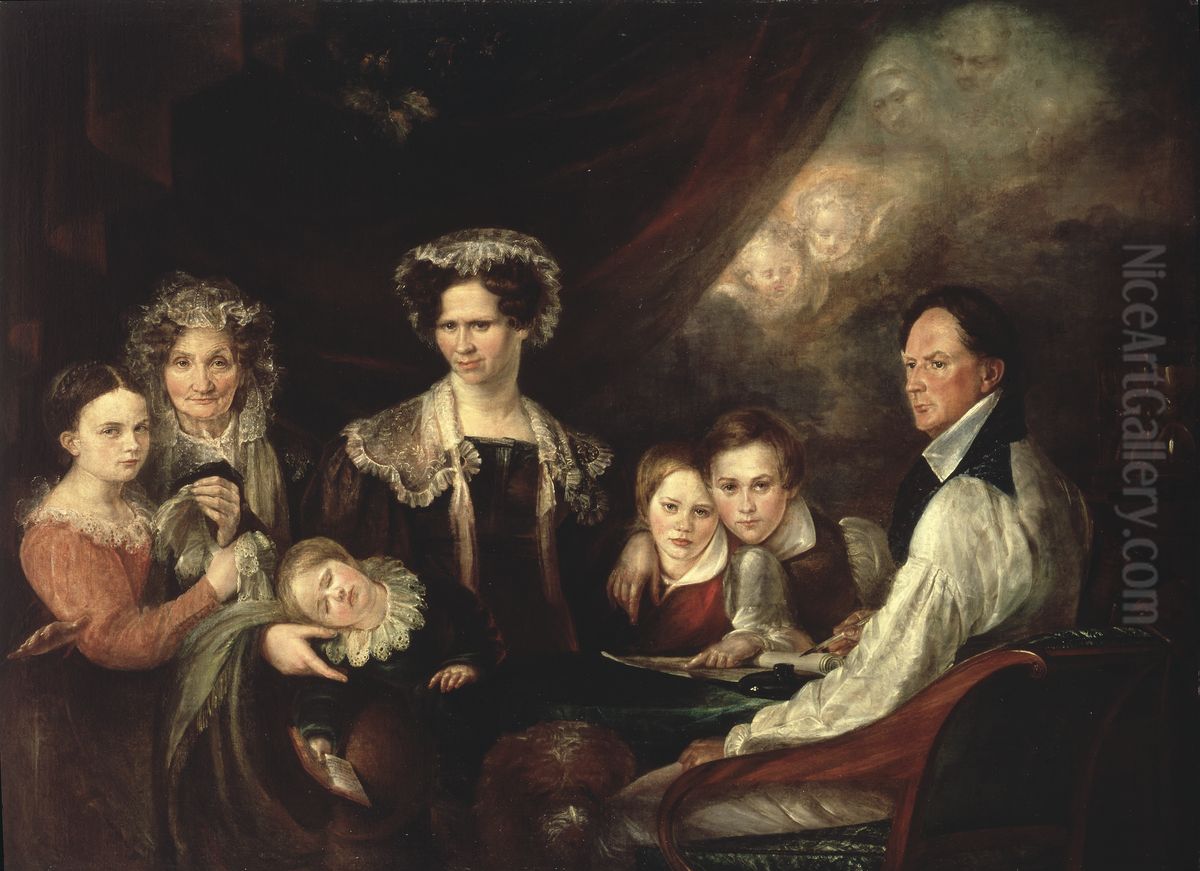 Assessor C.J. Lagercrantz med familj Oil Painting by Gustaf Wilhelm Finnberg