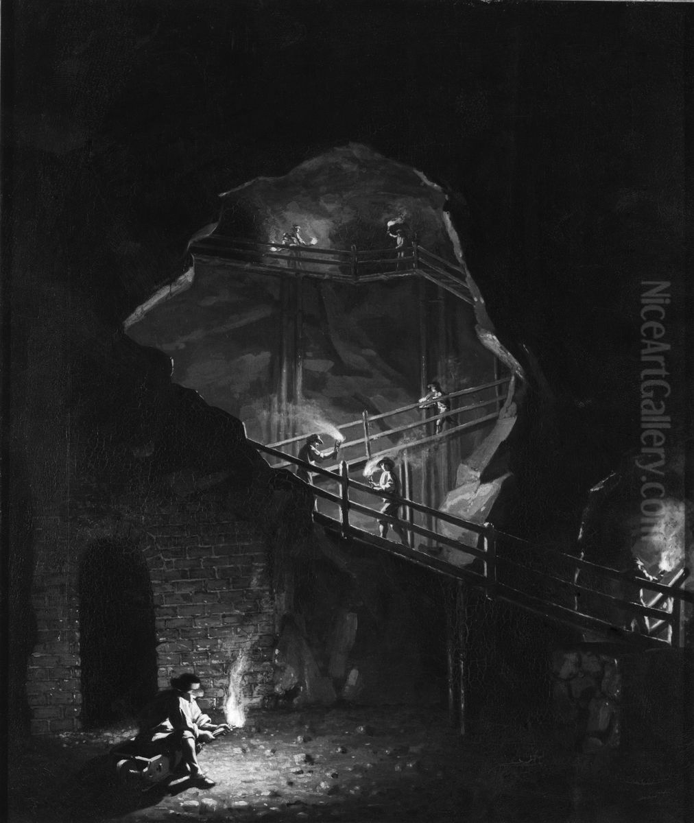 Prins Gustavs ort i Falu Gruva Oil Painting by Pehr Hillestrom