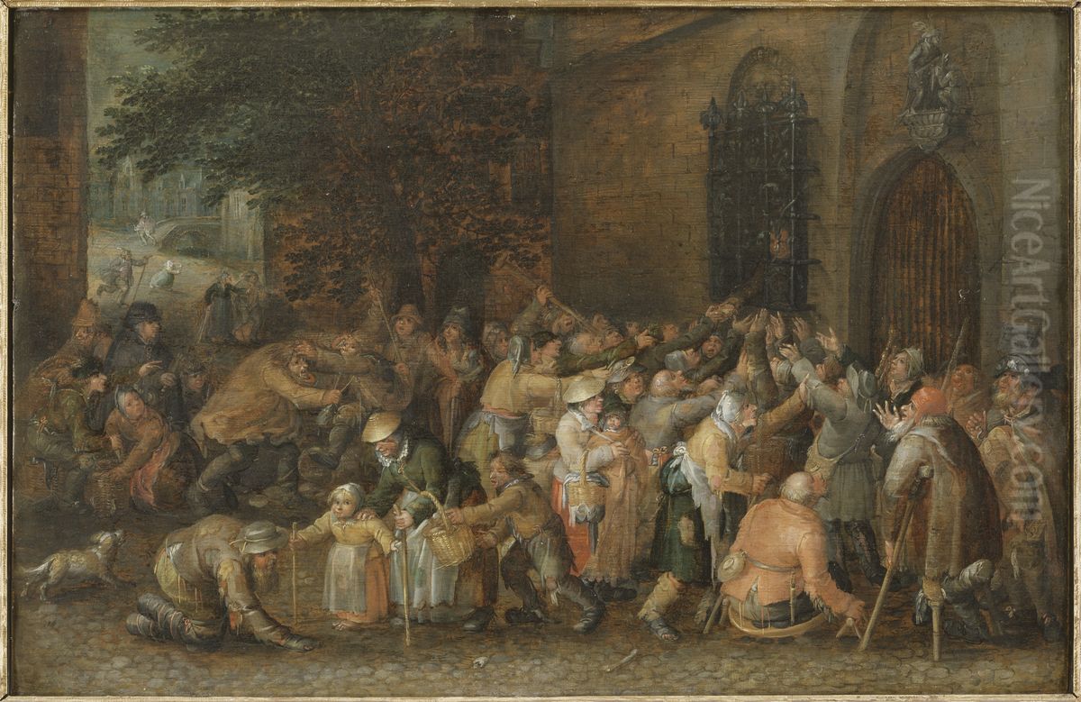 Distributing Alms Oil Painting by David Vinckboons I