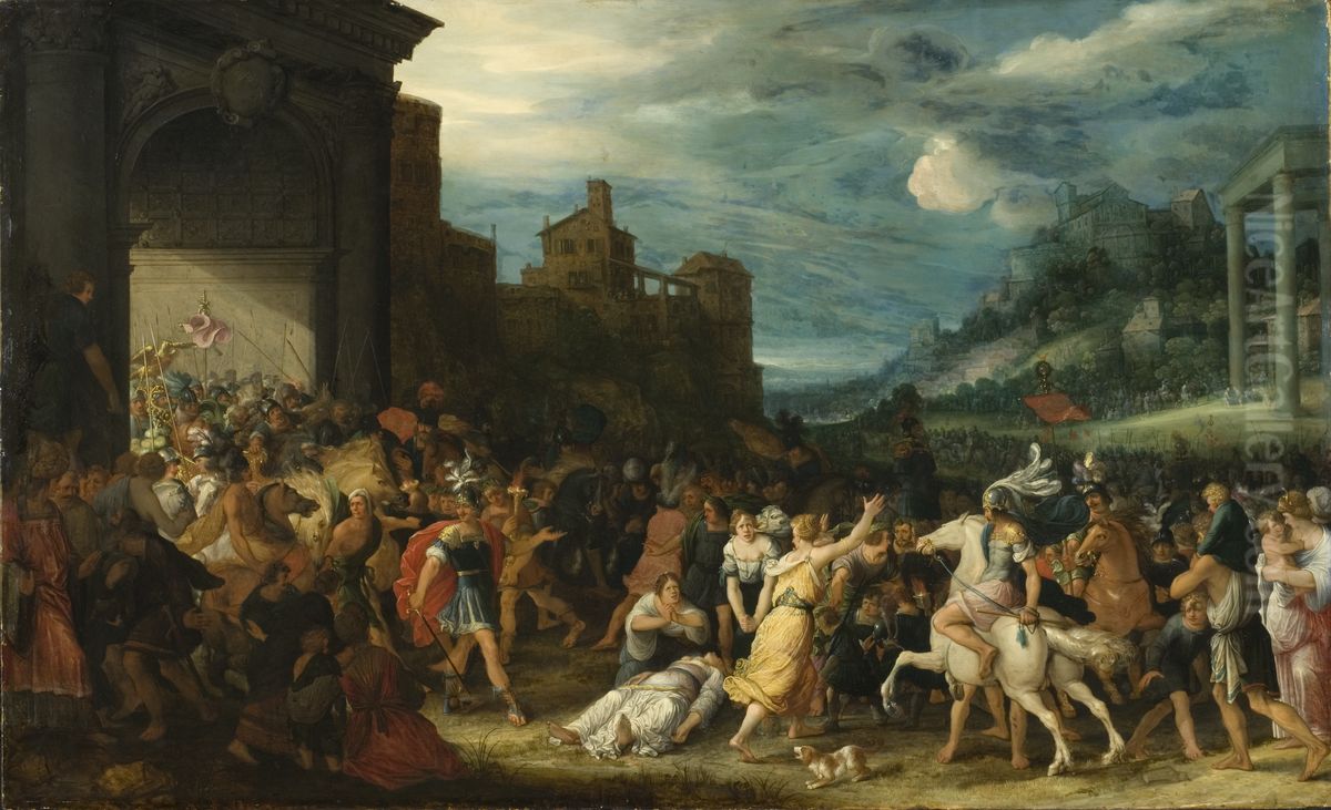 The Horatii Entering Rome Oil Painting by Adriaen Van Stalbemt