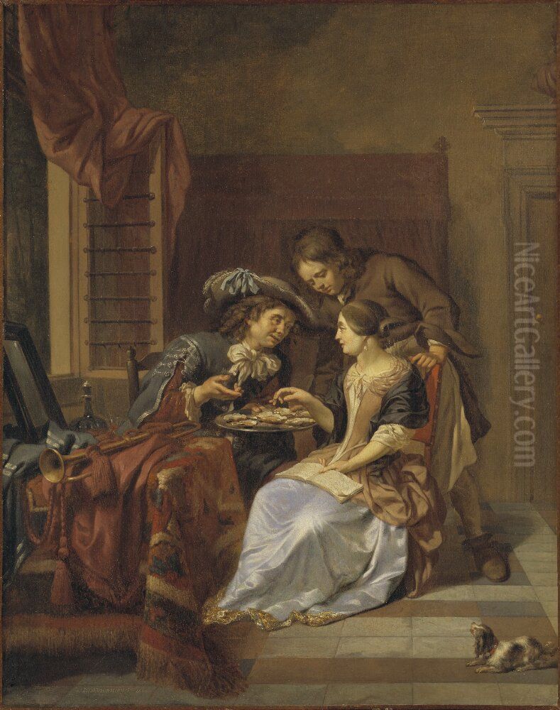 Oyster Breakfast Oil Painting by Johannes Voorhout