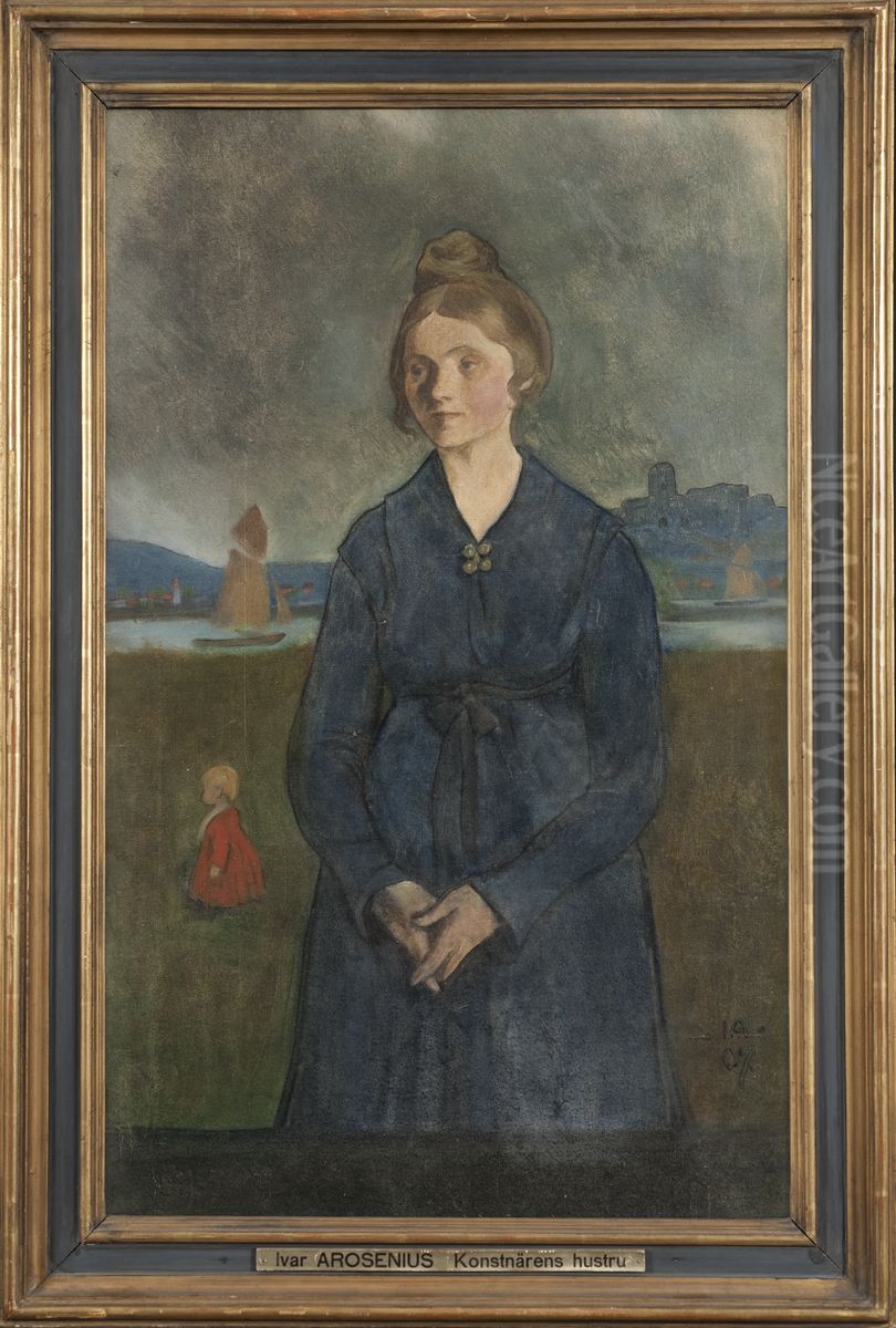 Eva med Bohus fastning i bakgrunden, 1907 Oil Painting by Ivar Arosenius