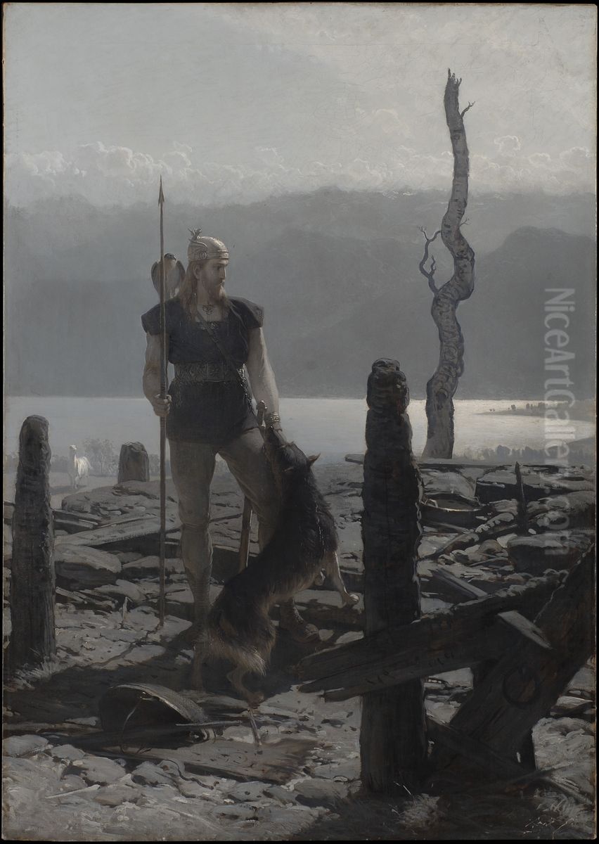 Frithiofs aterkomst (ur Frithiofs saga) Oil Painting by August Malmstrom