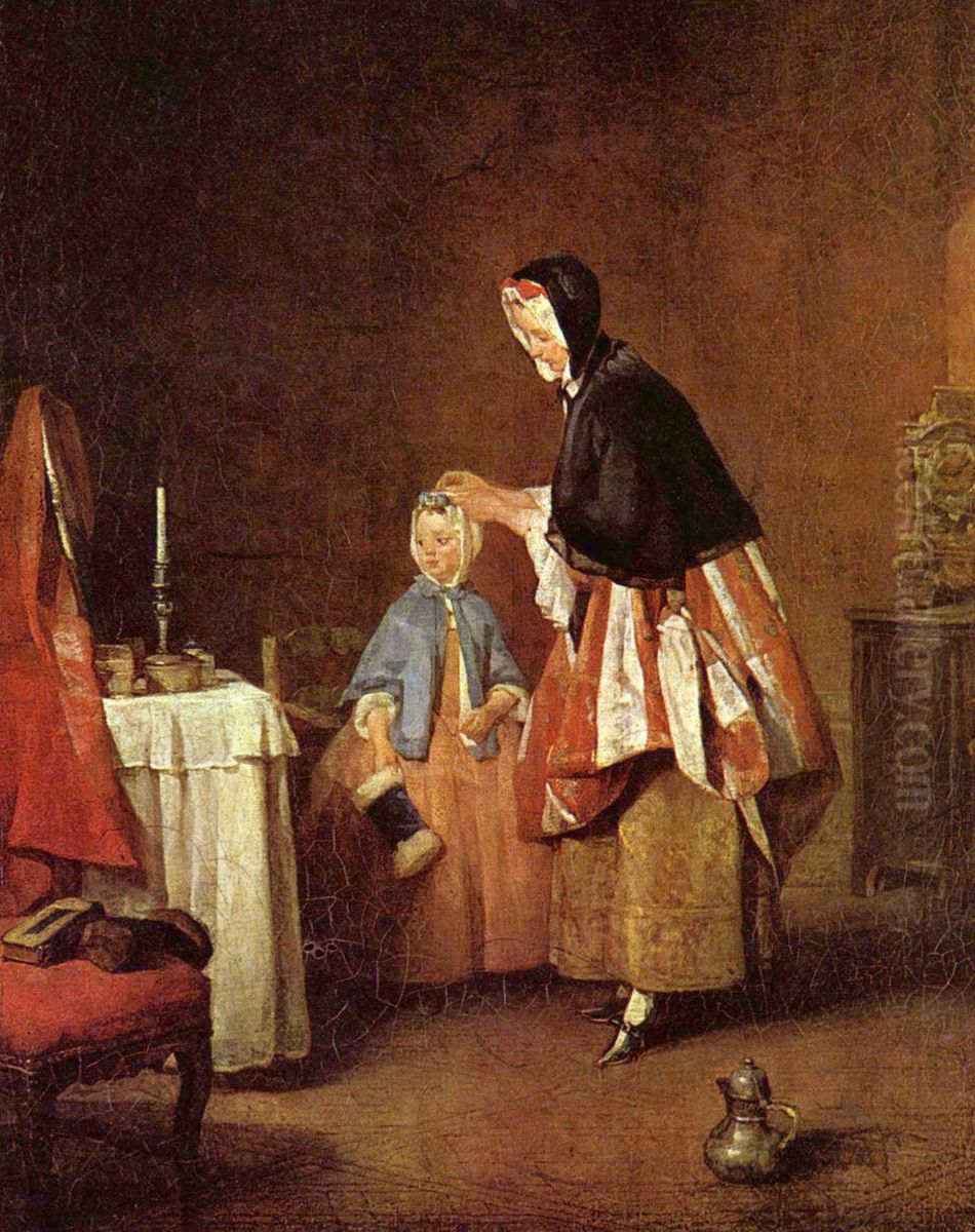 Die Morgentoilette Oil Painting by Jean-Baptiste-Simeon Chardin