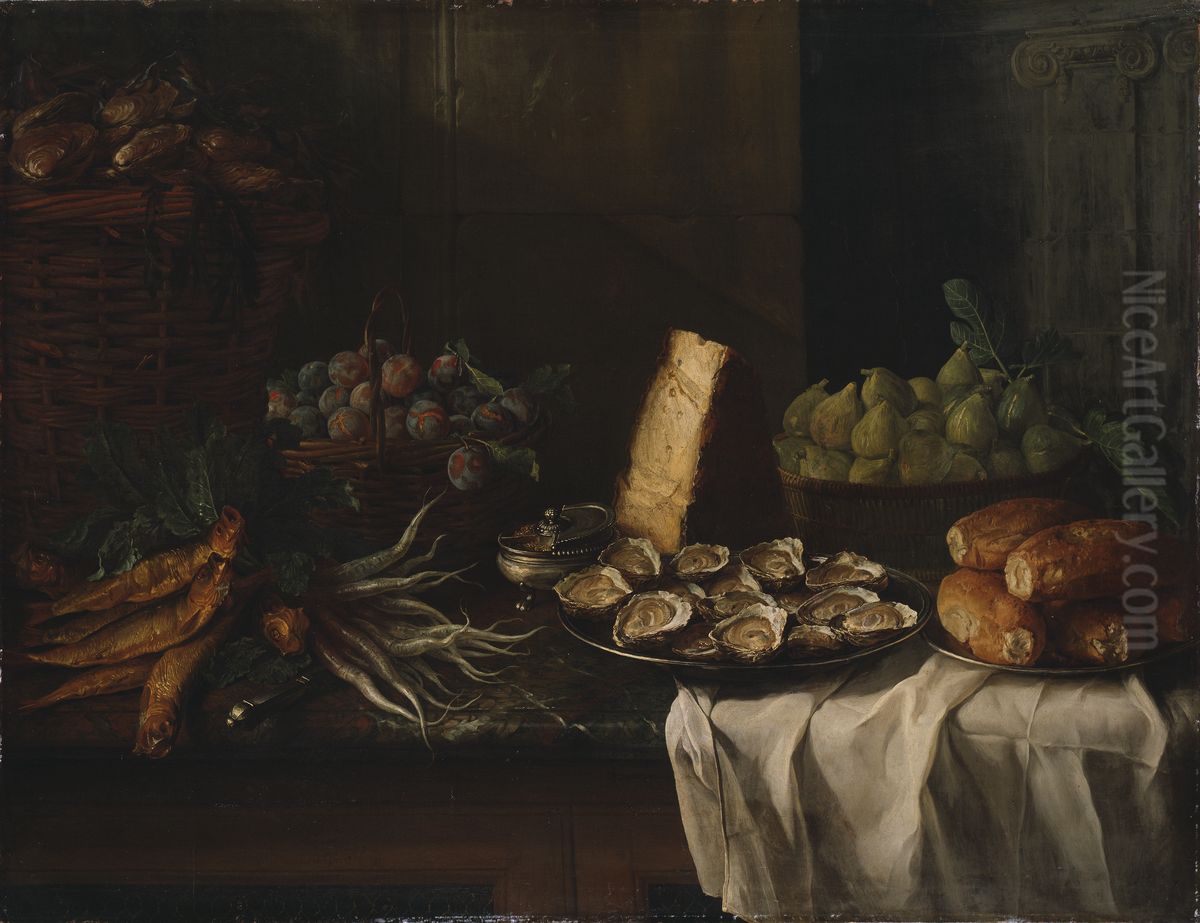 Breakfast Piece with Oysters Oil Painting by Alexandre-Francois Desportes