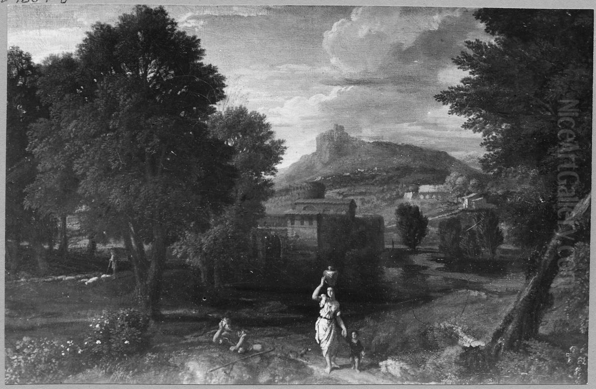Landscape with a Woman Carrying a Pitcher Oil Painting by Jan Frans van Bloemen