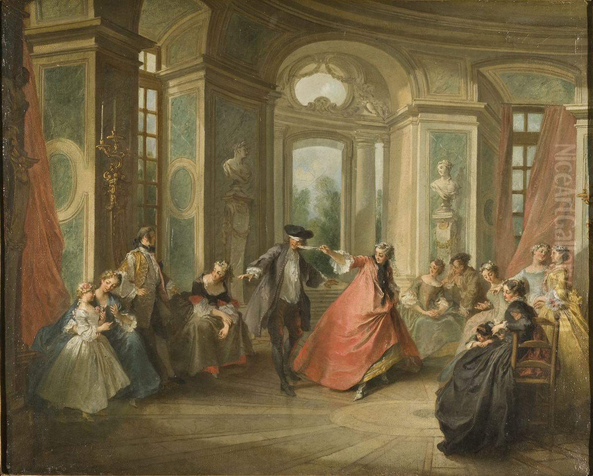 Blindbock Oil Painting by Nicolas Lancret