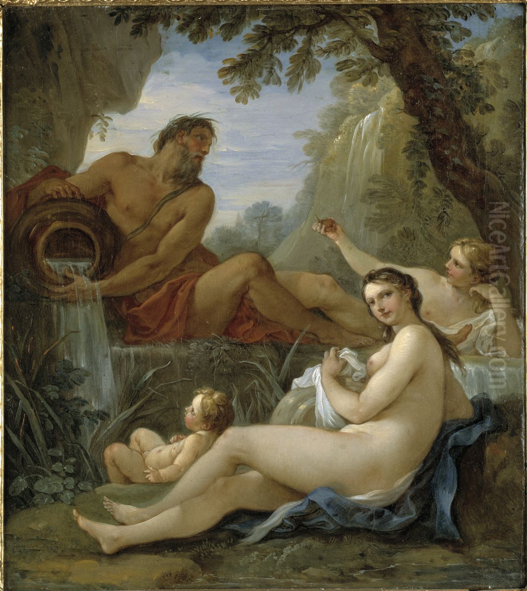 Flodgud och kallnymf Oil Painting by Charles-Joseph Natoire