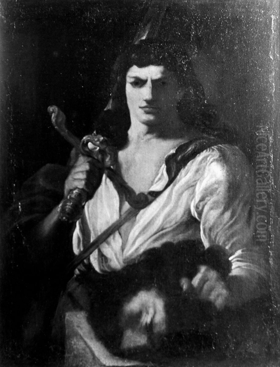 David with Goliath's Head Oil Painting by Pier Leone Ghezzi