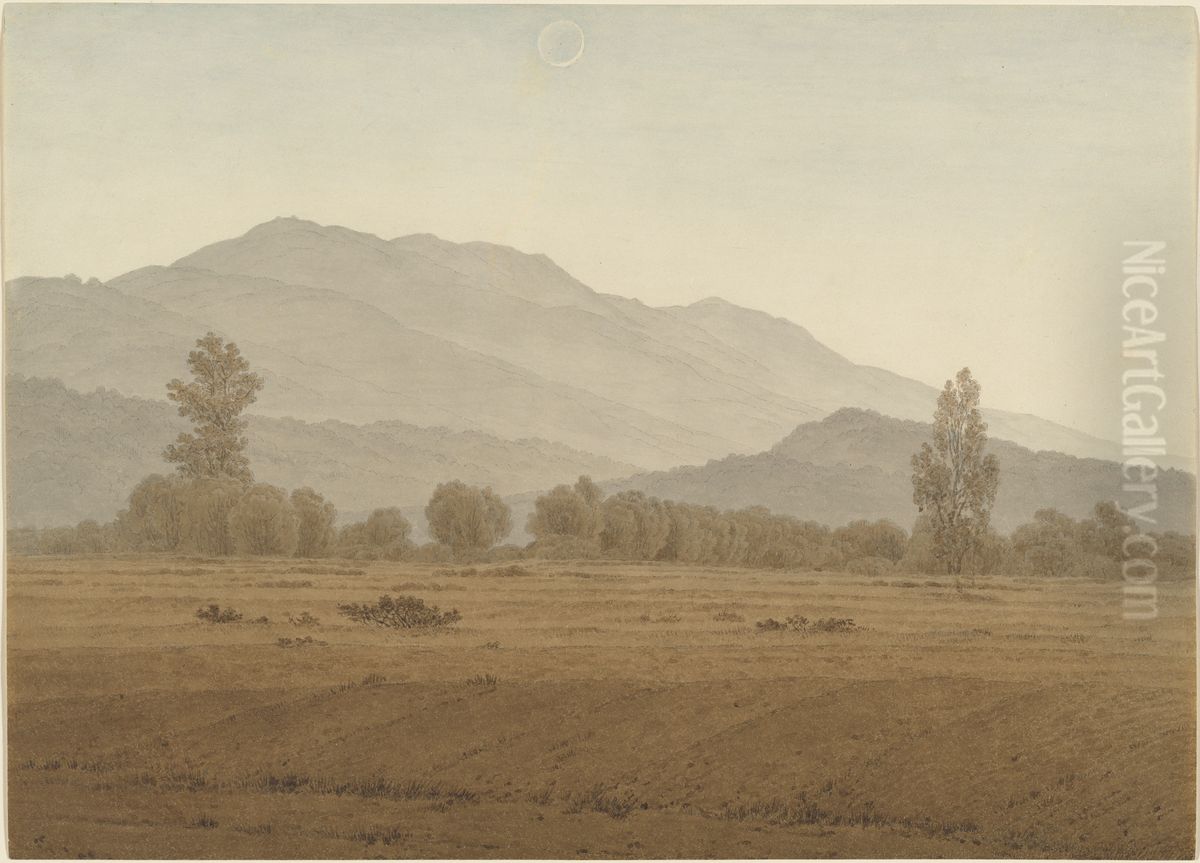 New Moon above the Riesengebirge Mountains Oil Painting by Caspar David Friedrich