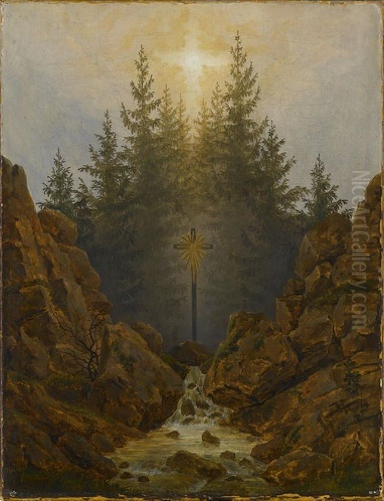 Cross in the Mountains Oil Painting by Caspar David Friedrich