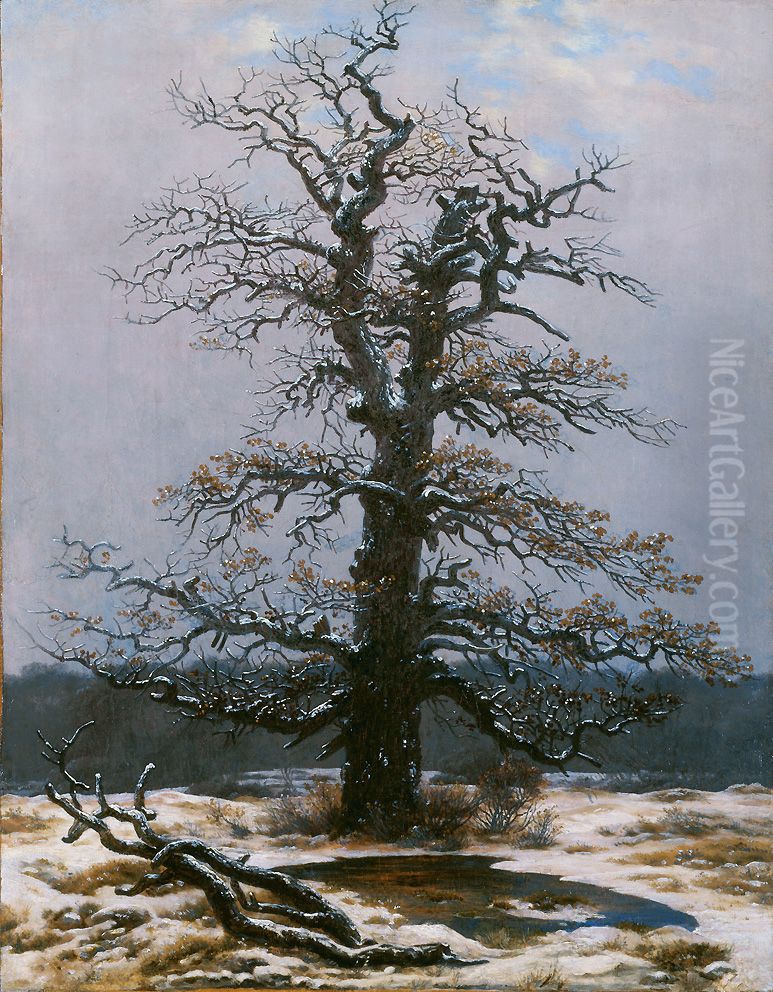 Oak in the Snow Oil Painting by Caspar David Friedrich