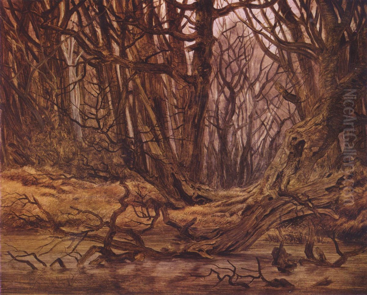 Forest in late autumn (Forest water, autumn forest) Oil Painting by Caspar David Friedrich