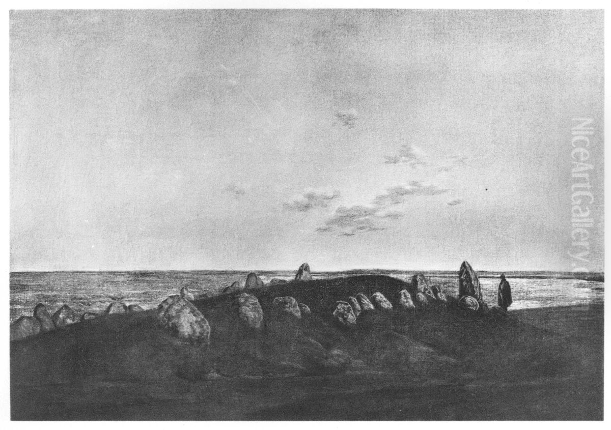 Dolmen near Nobbin (evening on the Baltic Sea beach) Oil Painting by Carl Gustav Carus