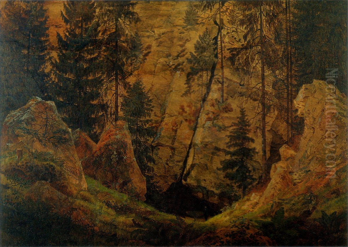 Rocky Valley (The Tomb of Arminius) Oil Painting by Caspar David Friedrich