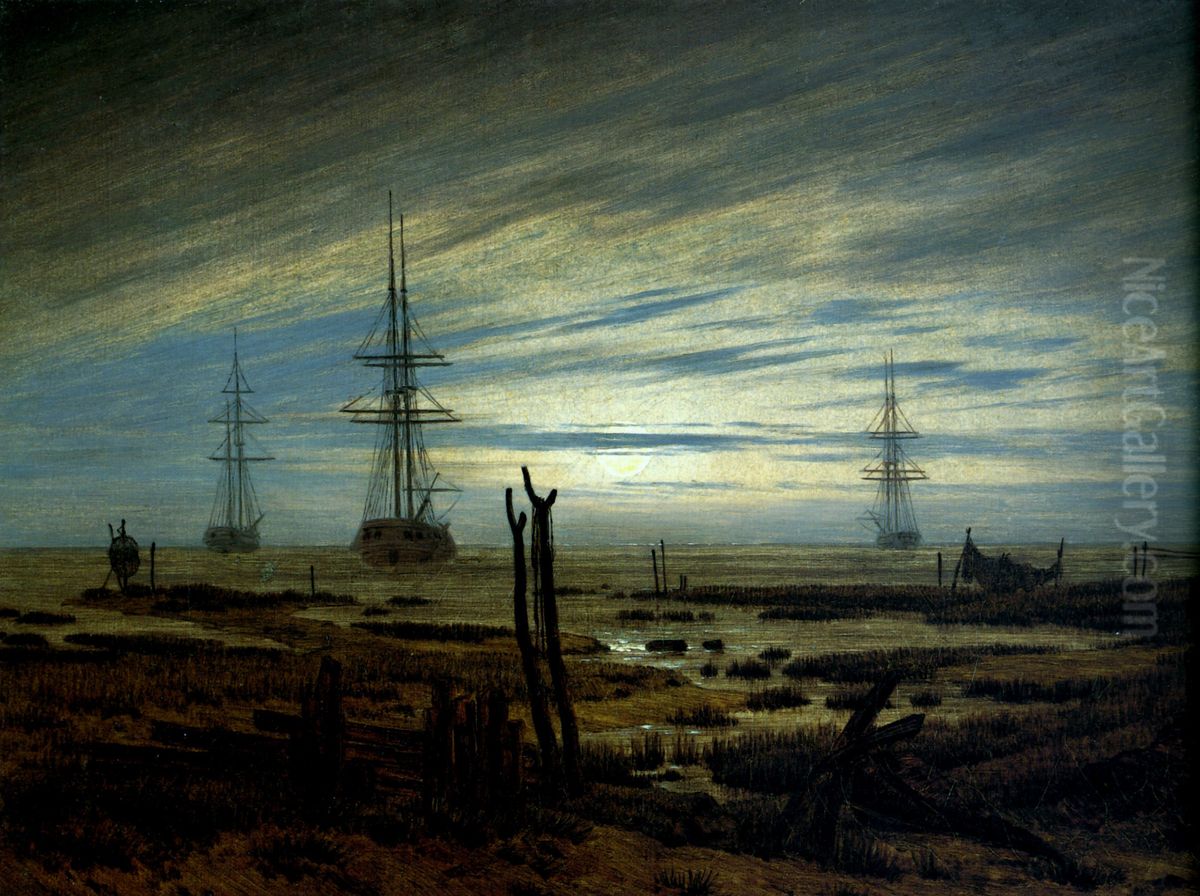 Ships at Anchor Oil Painting by Caspar David Friedrich