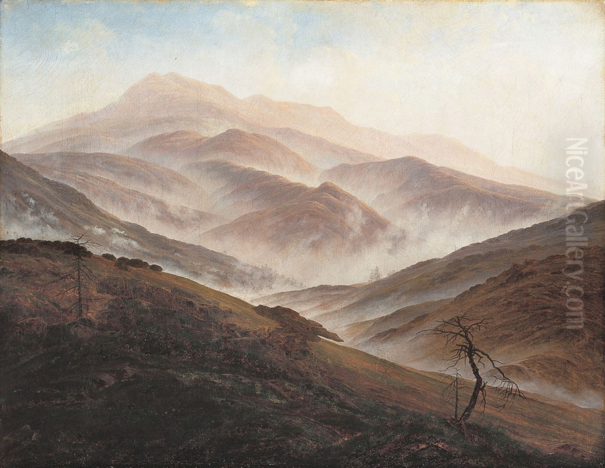 Riesengebirgslandschaft mit aufsteigendem Nebel Oil Painting by Caspar David Friedrich