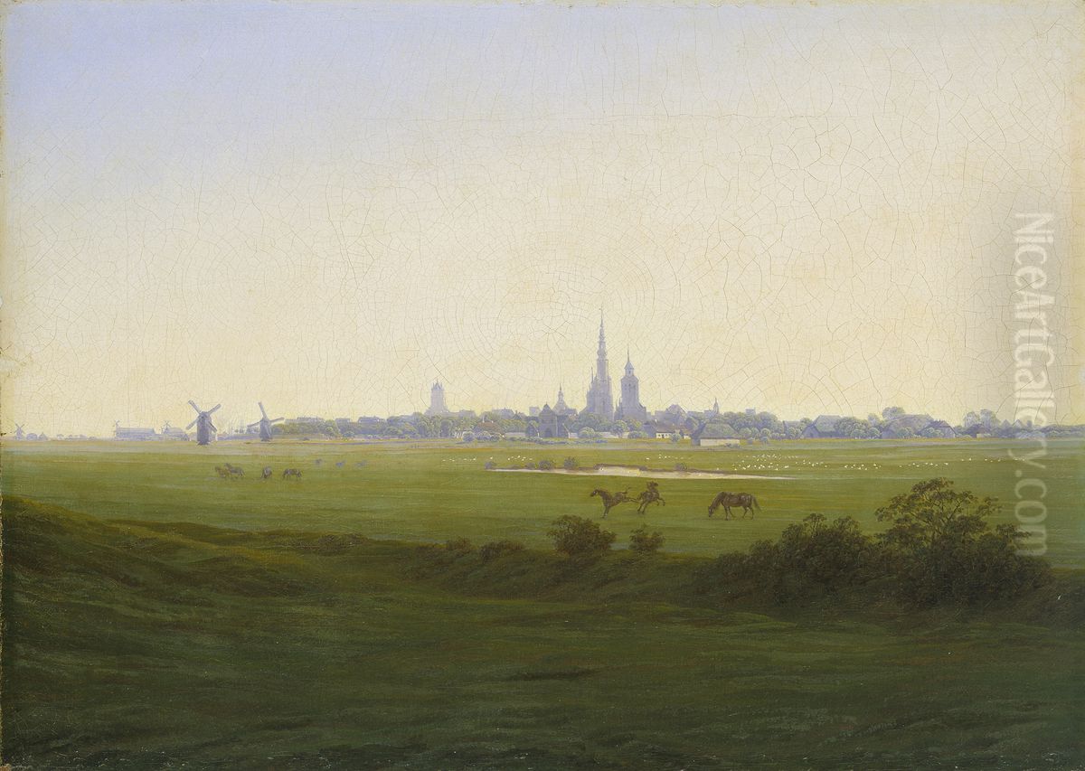 Wiesen bei Greifswald Oil Painting by Caspar David Friedrich