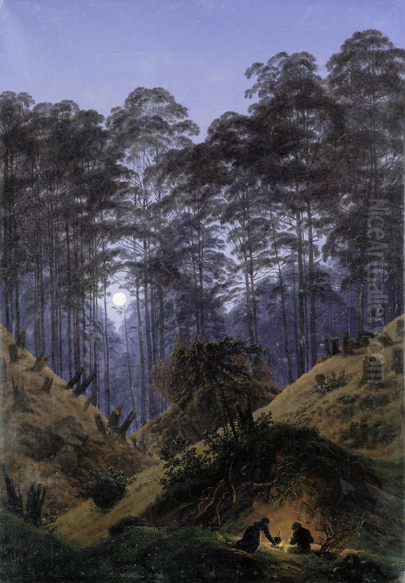 Waldinneres bei Mondschein Oil Painting by Caspar David Friedrich