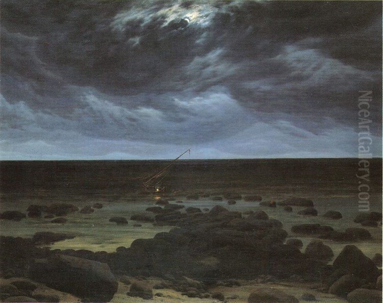 Seashore by Moonlight Oil Painting by Caspar David Friedrich