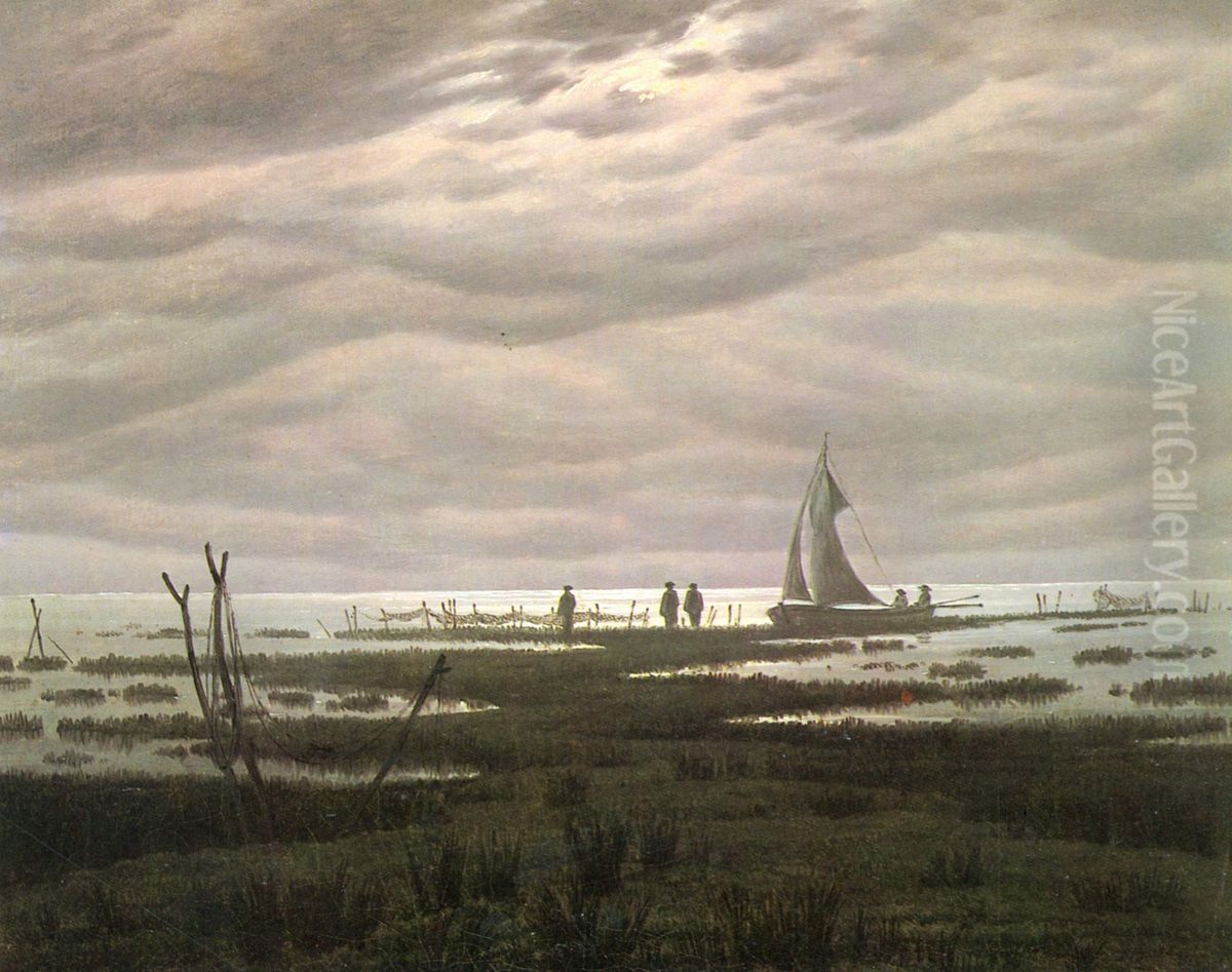 Flachlandschaft am Greifswalder Bodden Oil Painting by Caspar David Friedrich